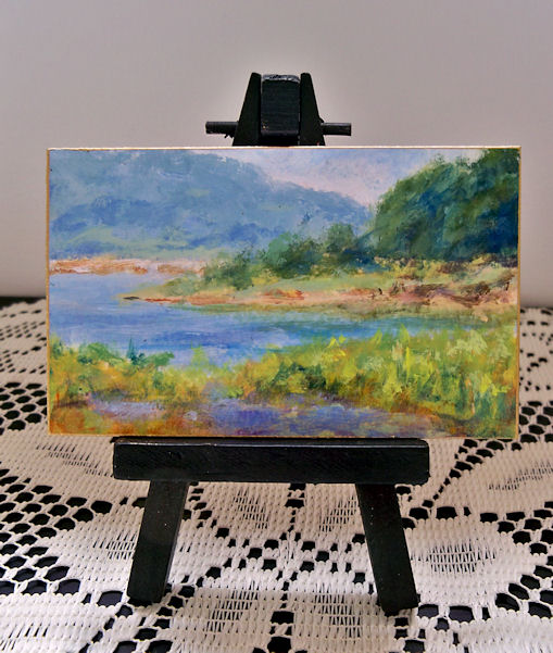 Miniature Gouache Painting with Easel After the Thunderstorm
